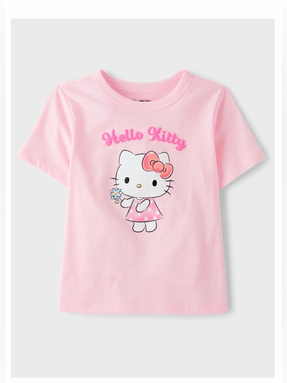 NWT:Girls Toddlers Hello Kitty Glitter Puff Graphic Tee Short Sleeve- Pink;3T-4T